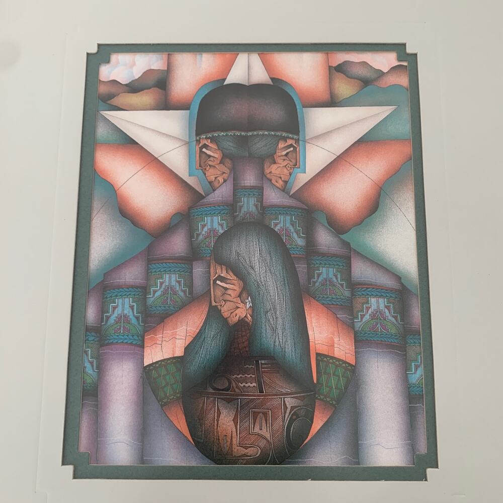 Vintage Amado Maurilio Peña Jr. Art Lithograph Wall Hanging